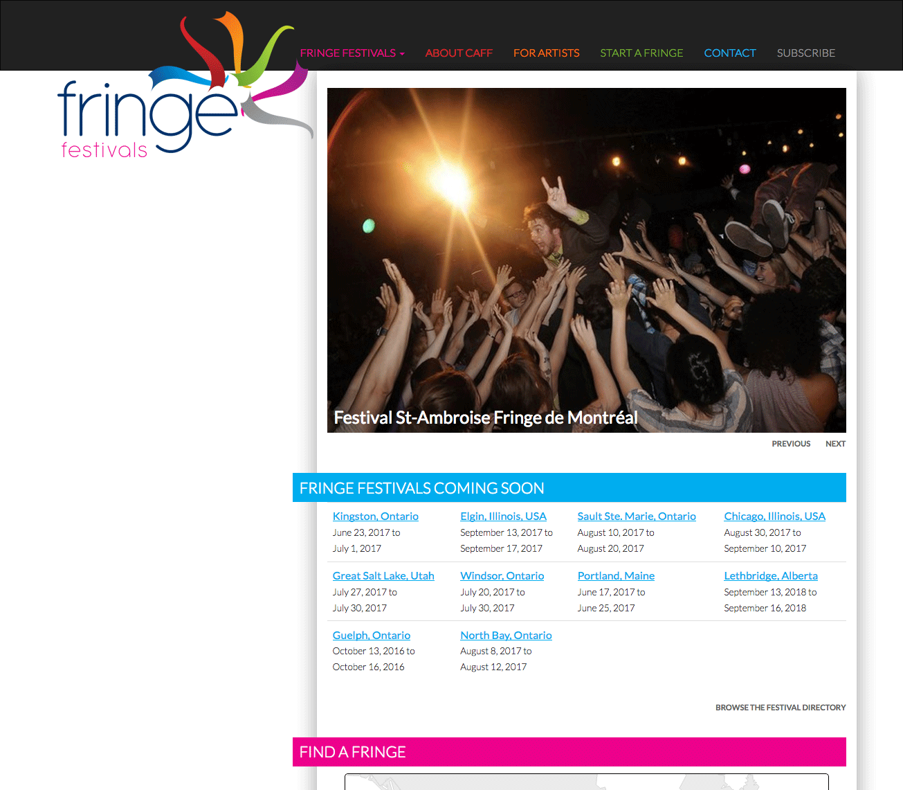 Canadian Association of Fringe Festivals (screenshot)