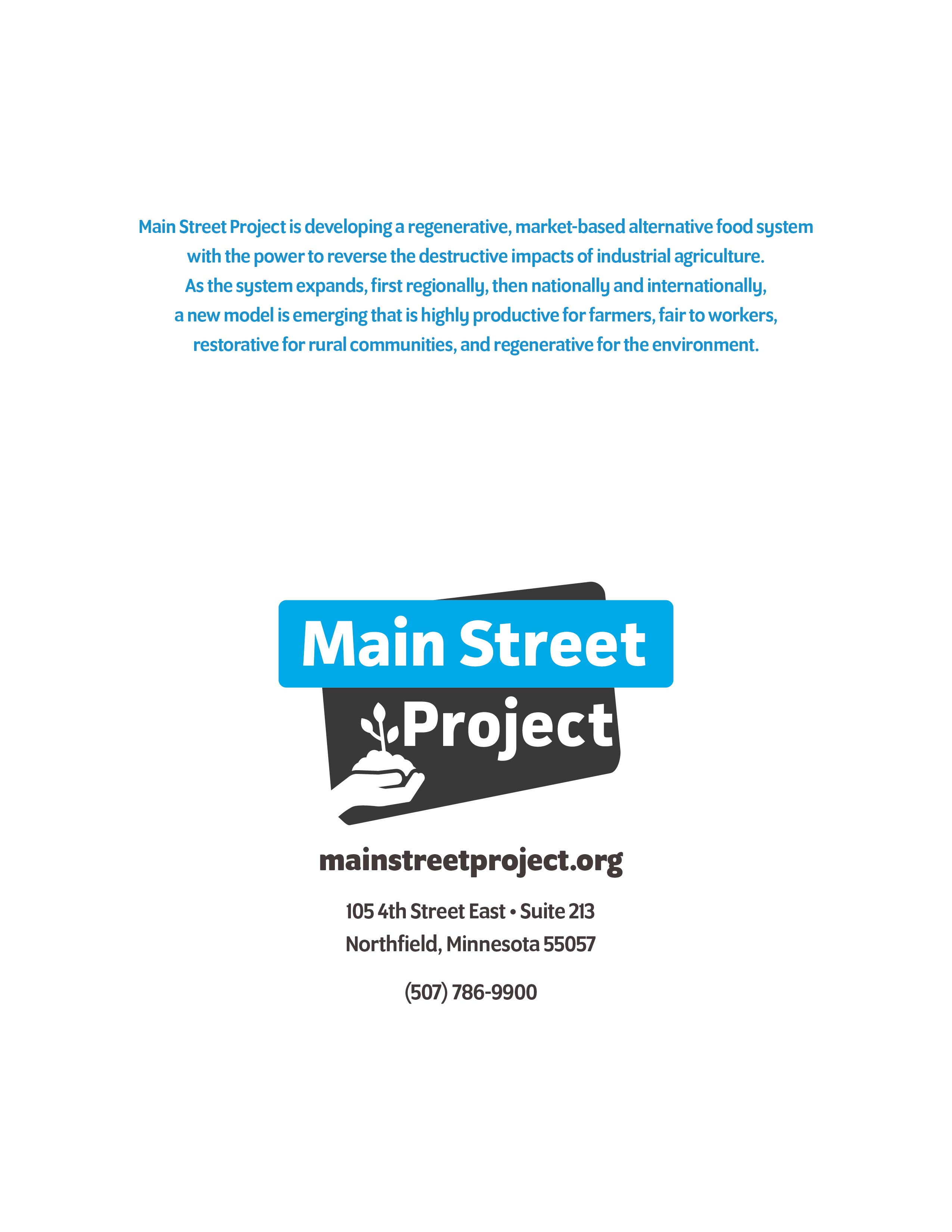 Main Street Project case statement (back cover)